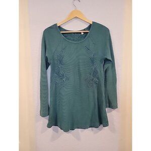Soft Surroundings Icon Thermal Embroidered Long Sleeve Top Boho Western Size XS
